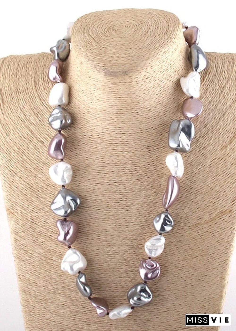 Boho Necklace, RH Big Pearl Shell White Pink Necklaces