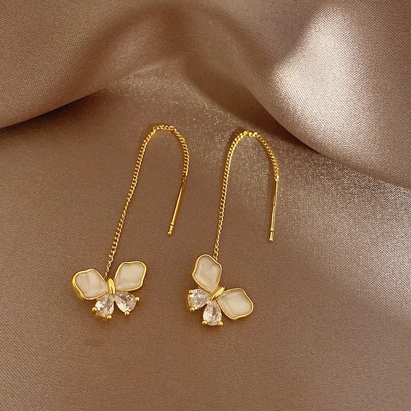 Butterfly Zircon Long Earrings