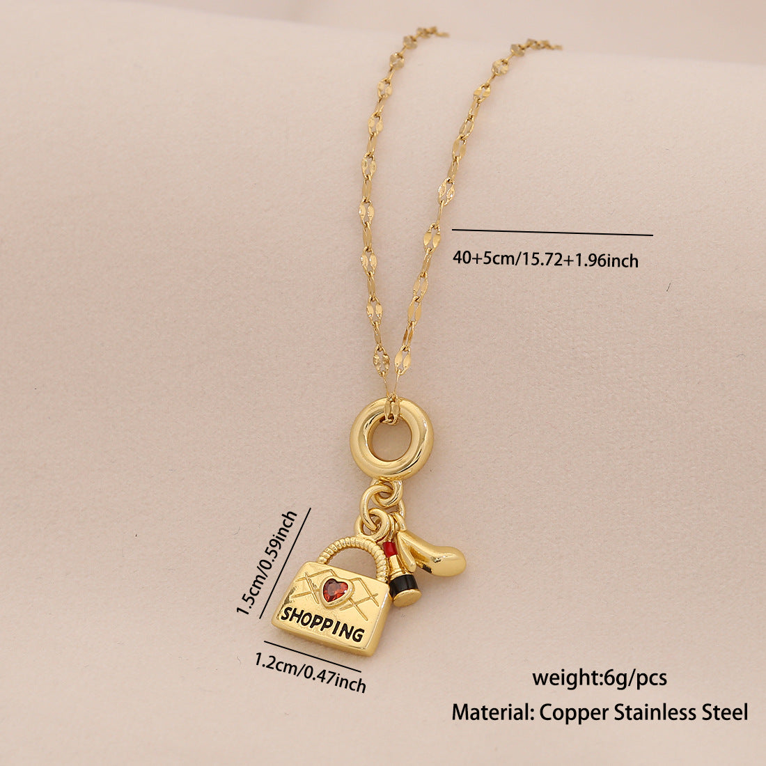 Dripping Oil Earth Airplane Suitcase Pendant Necklace Retro Color Preserving Accessories N1509