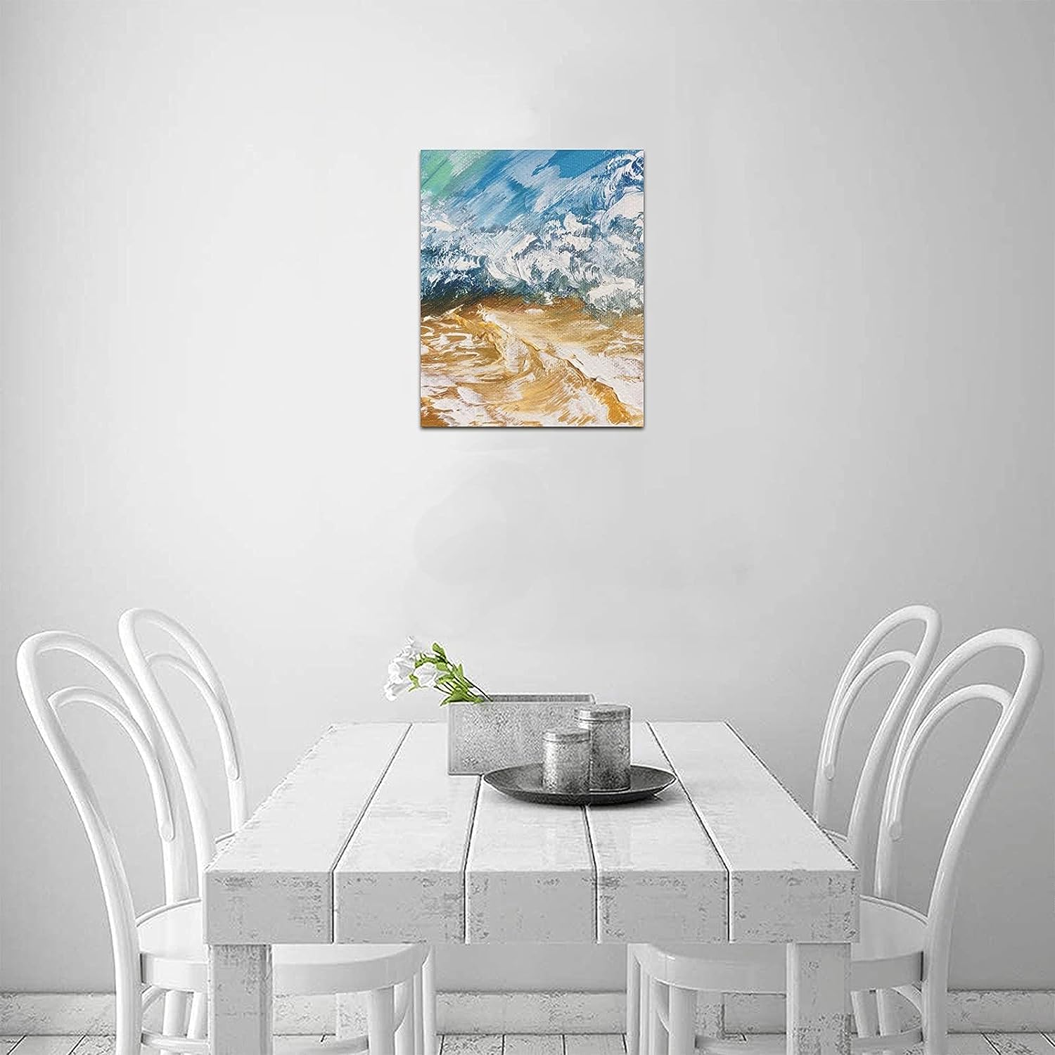 Abstract Framed Canvas Wall Art for Bedroom Ocean Beach Painting for Living Room Dinning Decoration 8x10inch White1