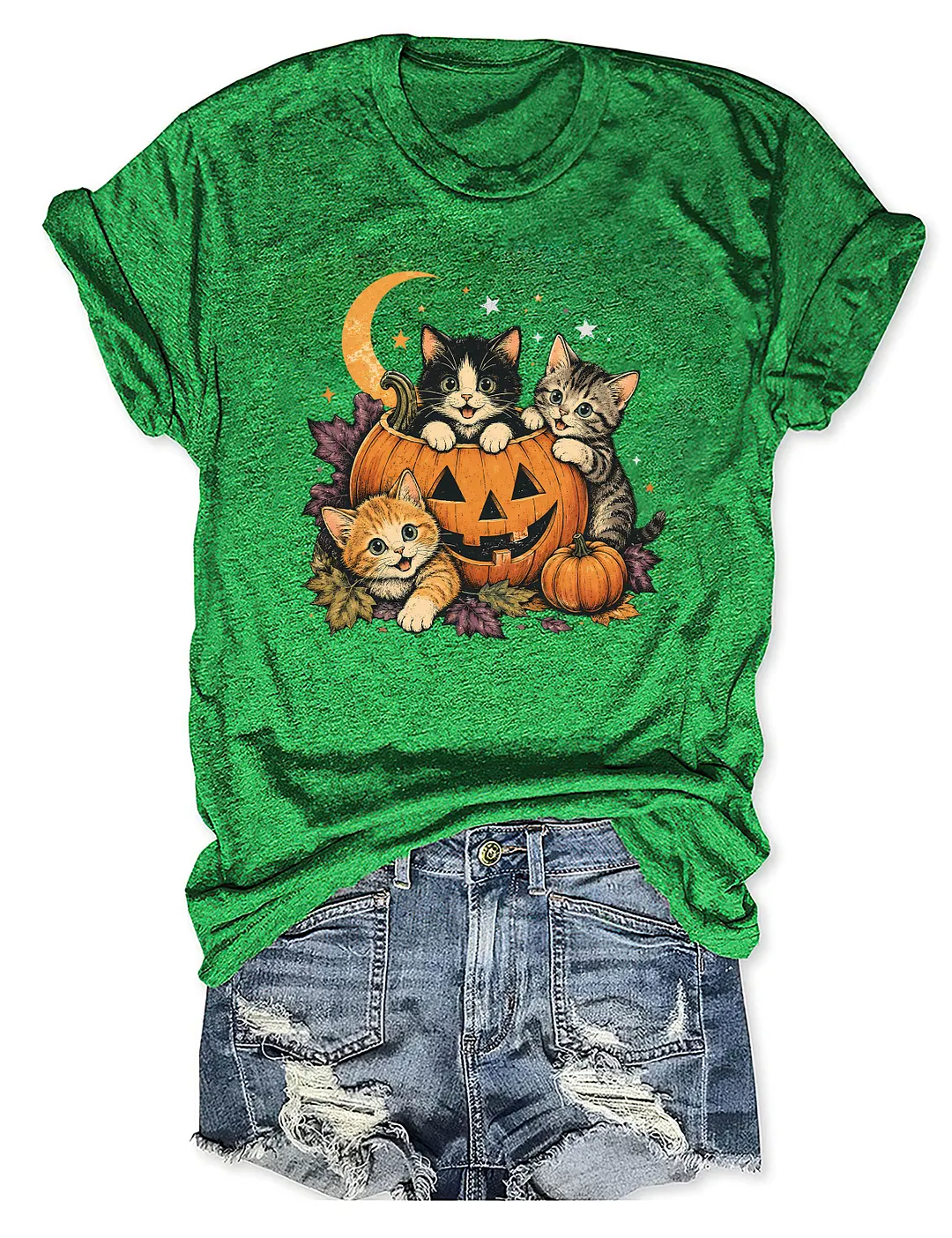 Cute Halloween Pumpkin Kitten Cat T-shirt