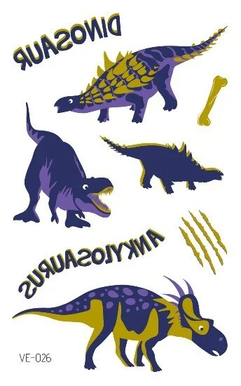 24 kinds Cartoon Dinosaur Bronzing Tattoo Sticker Child Temporary Stickers Body Tatoo for Kids Cute Waterproof Temporary Tattoos