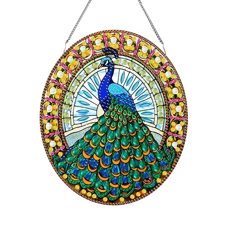 Acrylic Stained Glass Animal Diamond Painting Hanging Pendant Home Windows Decor