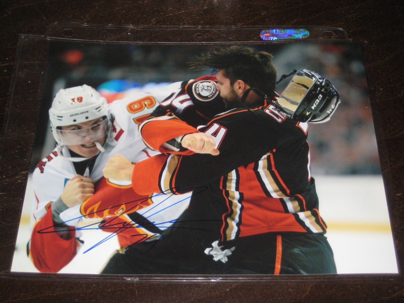 JOSEPH CRAMAROSSA autographed ANAHEIM DUCKS 8x10 fight