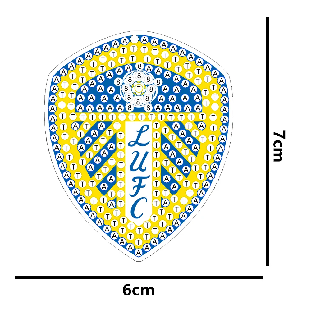 Leeds United FC DIY Diamonds Painting Keychain Crystal Mosaic Keyring Crafts Gift(Double Sided)