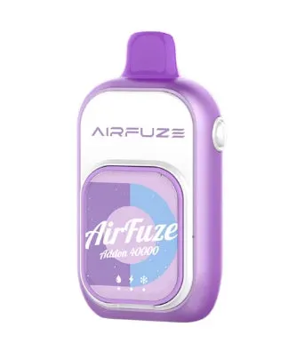 Purple AIRFUZE Addon 40K disposable vape device with "AirFuze Addon 40000" text on white panel.