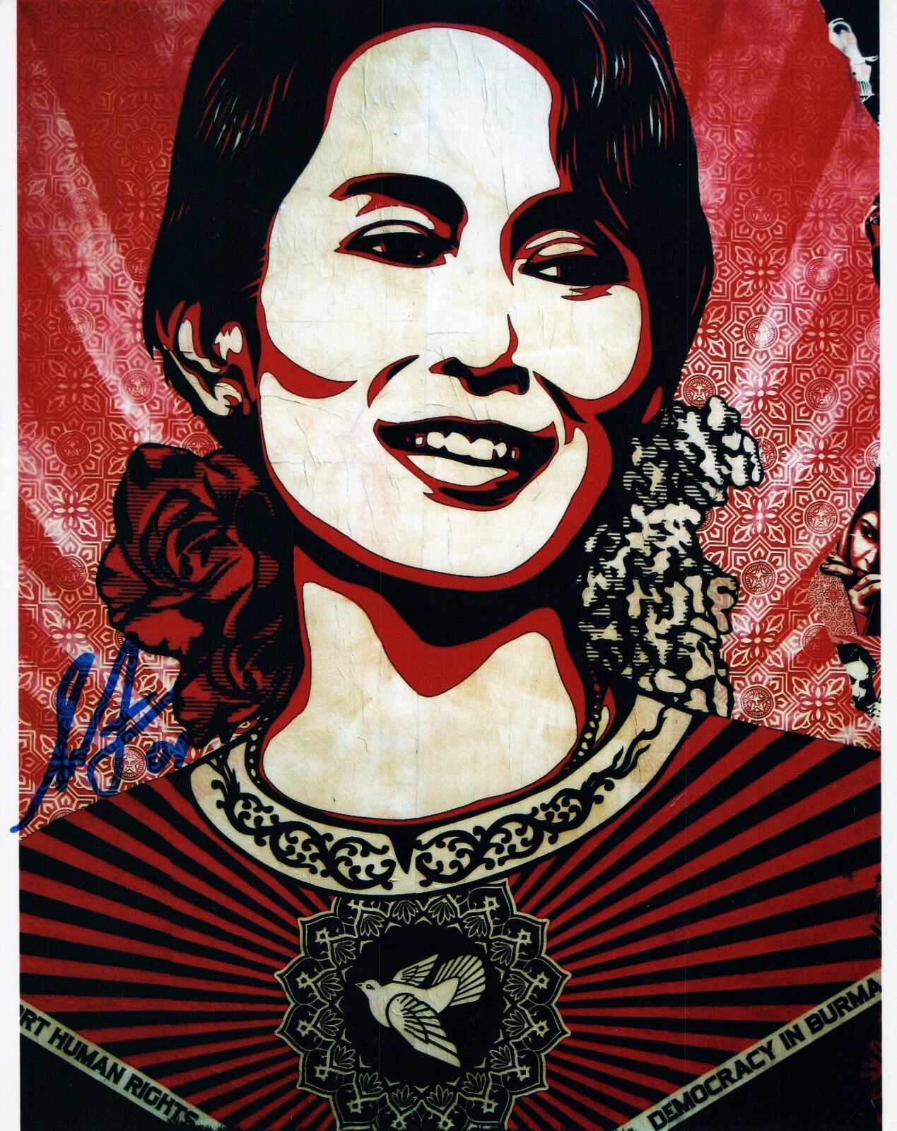 Shepard Fairey Signed Autographed 8x10 Photo Poster painting OBEY Aung San Suu Kyi COA VD