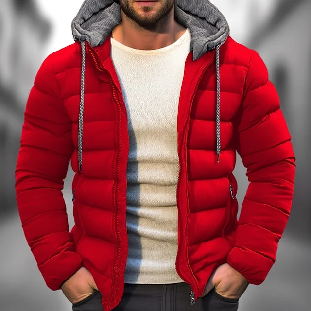 Men's Winter Casual Daily Warm Coat Puffer Jacket Pocket Hooded Office & Career Date