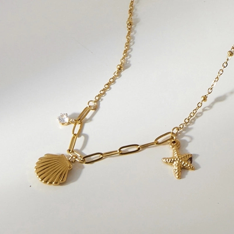 Cute Sweet Minimalist Shell Titanium Steel Pendant Necklace