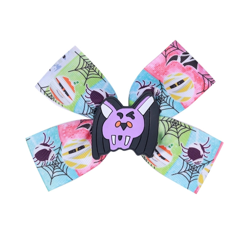 Halloween Cartoon Style Kid’S Printing Pumpkin Bow Knot Threaded Braid Hair Clip