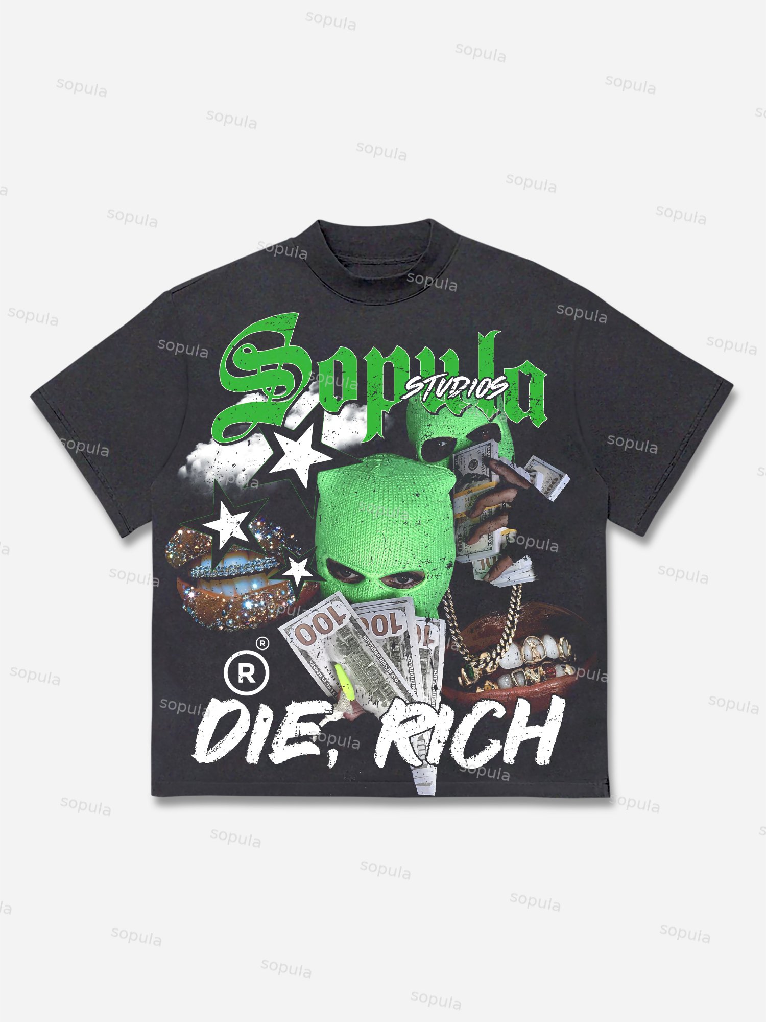 Vintage Street Gangsta Lips Y2k Graphics Cotton T-shirt - SOPULA