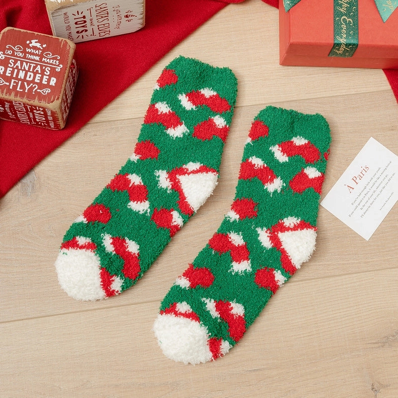 Christmas Socks Women’s Coral Fleece Socks Women’s Carpet Velvet Socks Winter Thickened Floor Sleeping Plush Socks