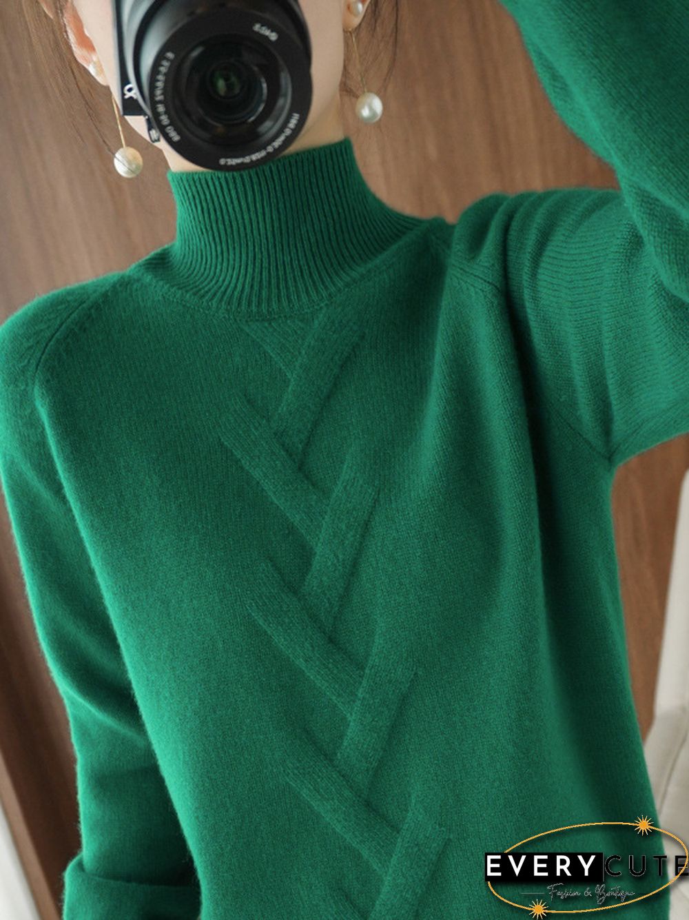 Solid High neck Full Sleeve Woolen Casual Top (Pack of 2)