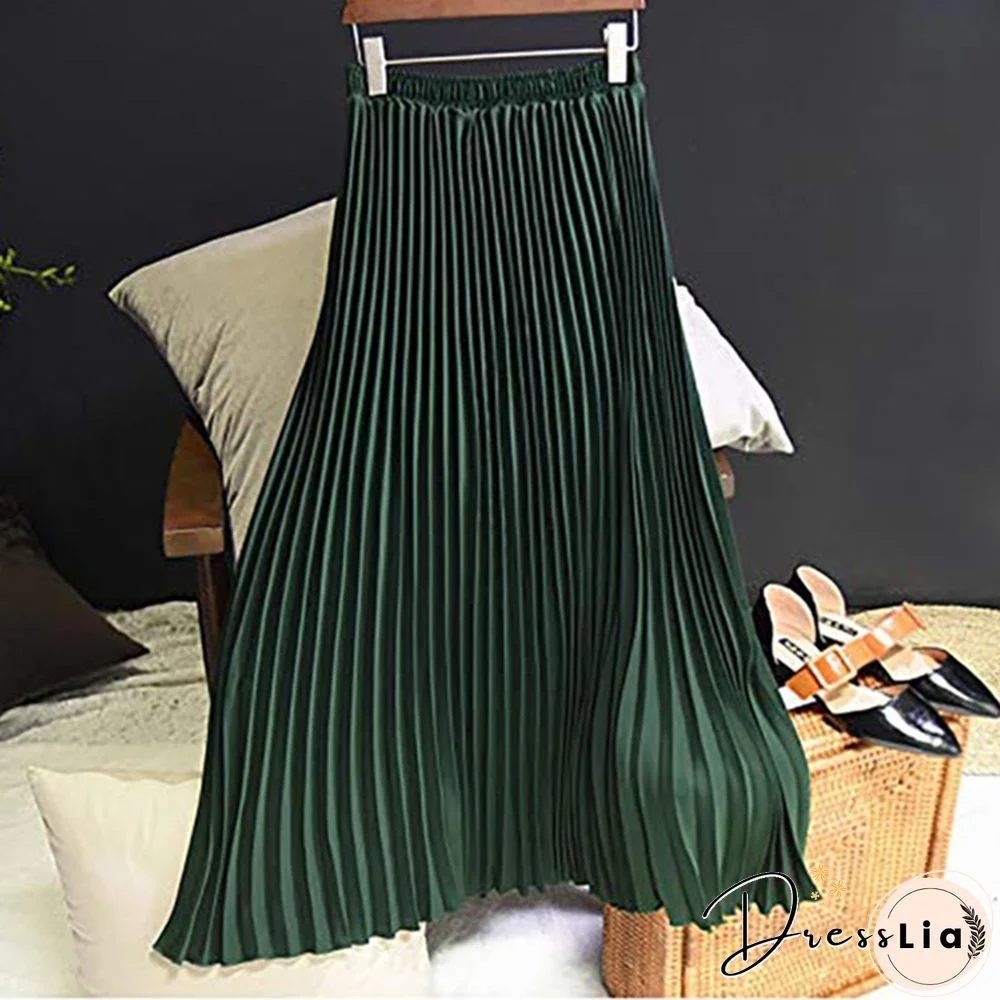 Summer New Fashion Women's Skirt One Size Multicolor Solid Pleated Skirt