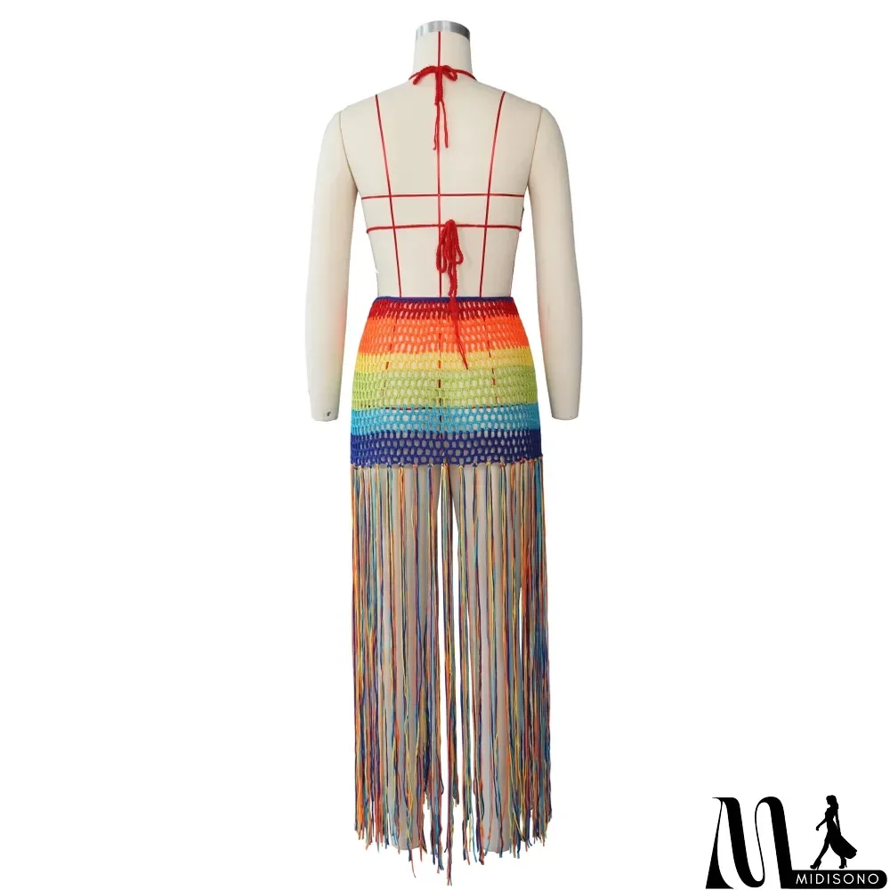 MidiSono - Sexy Crochet Bra and Fringe Skirt
