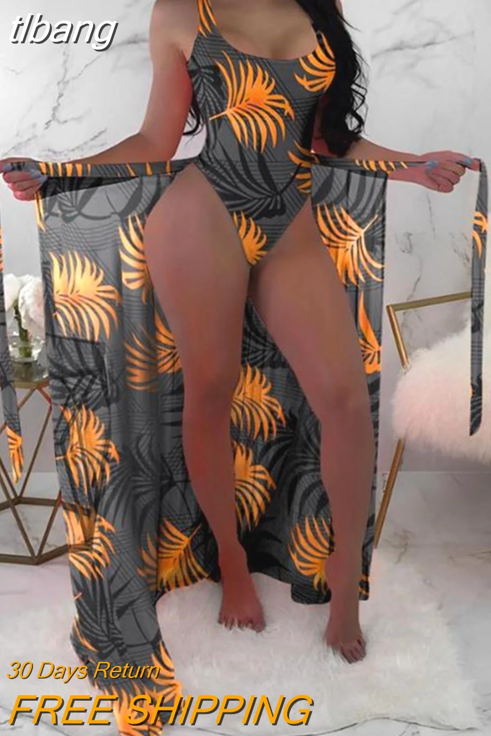 tlbang Zwei Peice Sets Sexy U-Neck Floral Print Einteiliges Badeanzug mit Abdeckung Up New Fashion 2023 sommer Strand Urlaub Casual