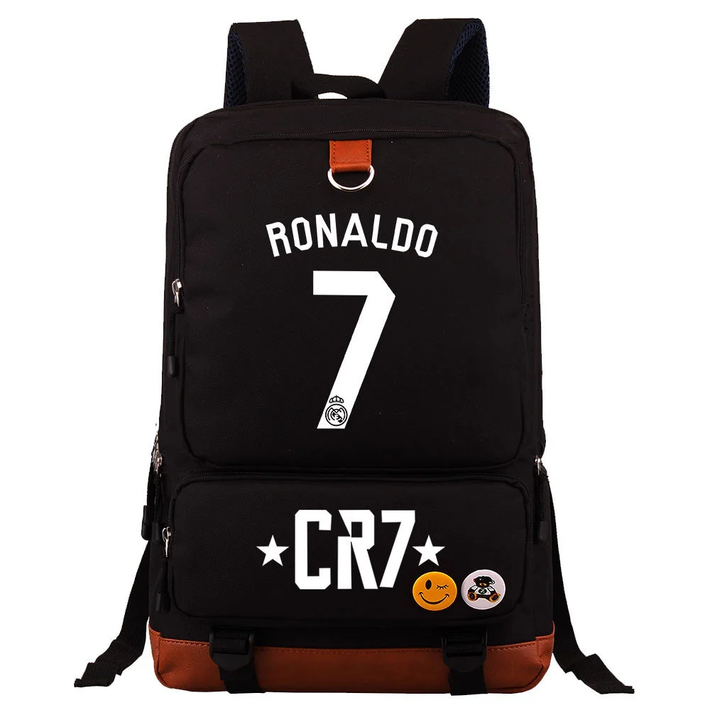 Buzzdaisy Cristiano Ronaldo Printed Square Backpack - Large Capacity and Laptop Compartment