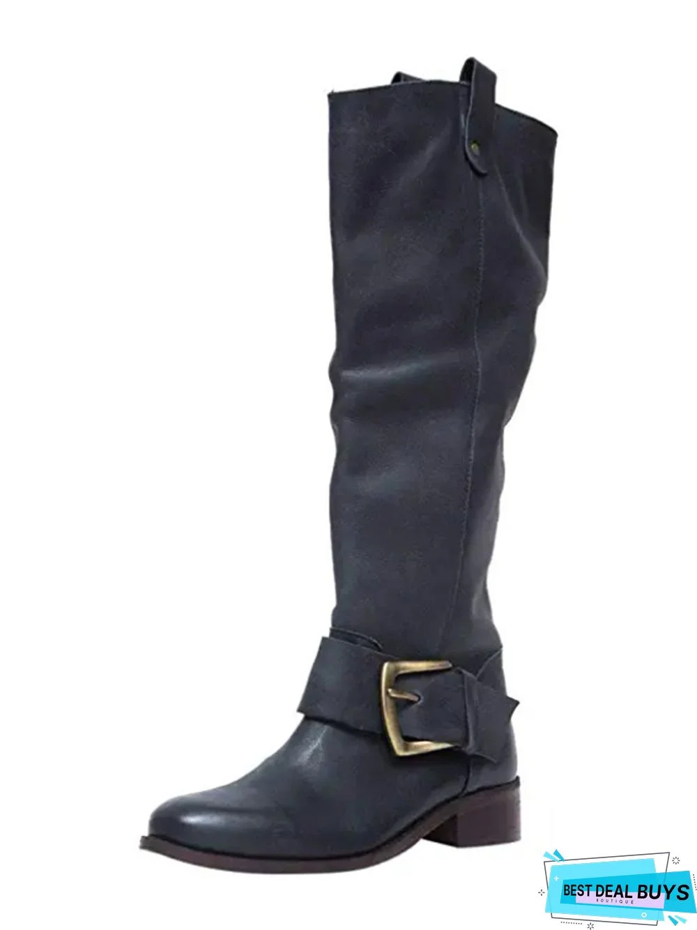 Flat Heel Leather Boots