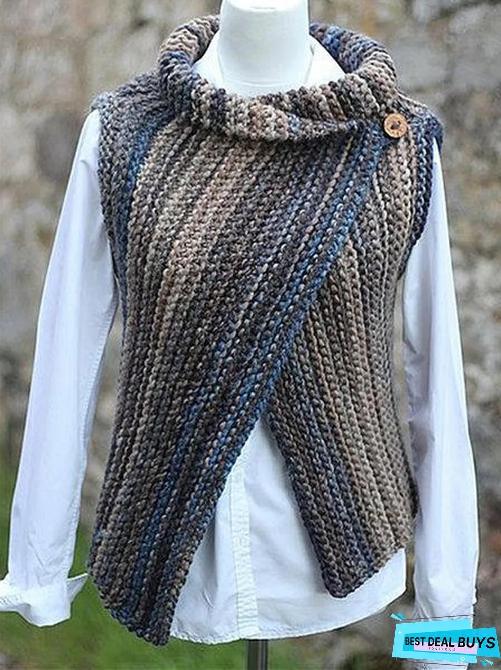 Autumn Winter Casual Basic Daily Knitted Sleeveless Vest