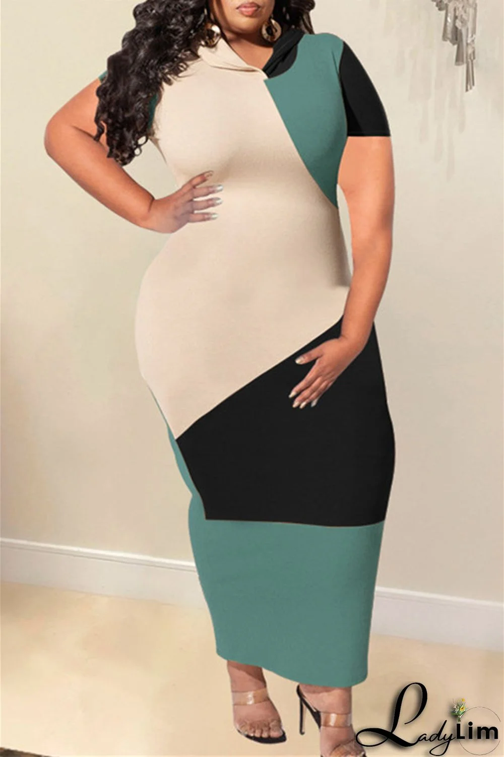 Black Fashion Casual Solid Split Joint Hooded Collar Short Sleeve Dress Plus Size Dresses