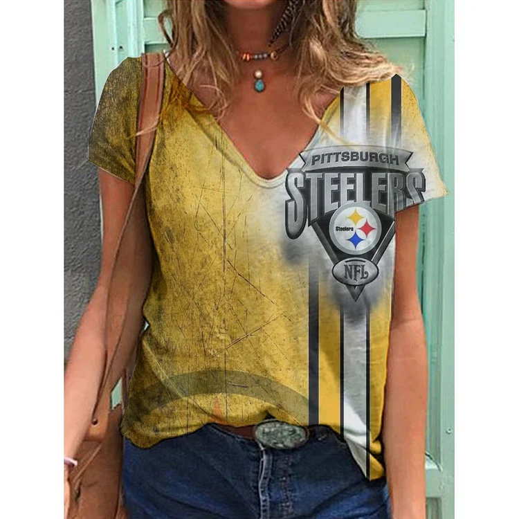 Pittsburgh Steelers Lightweight Short Sleeve V-Neck T-Shirt