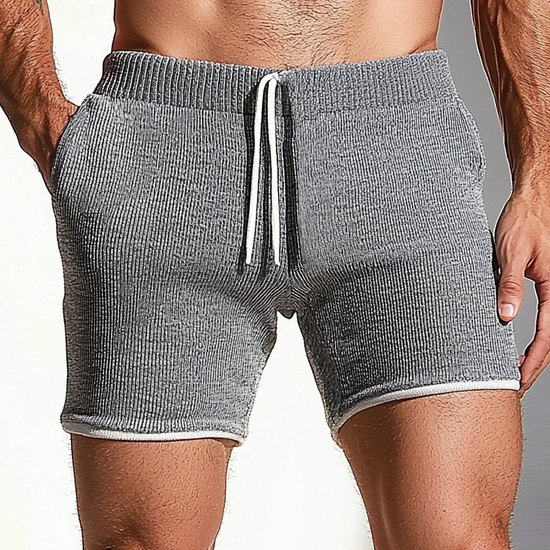 Men's Plain Casual Knit Shorts-inspireuse