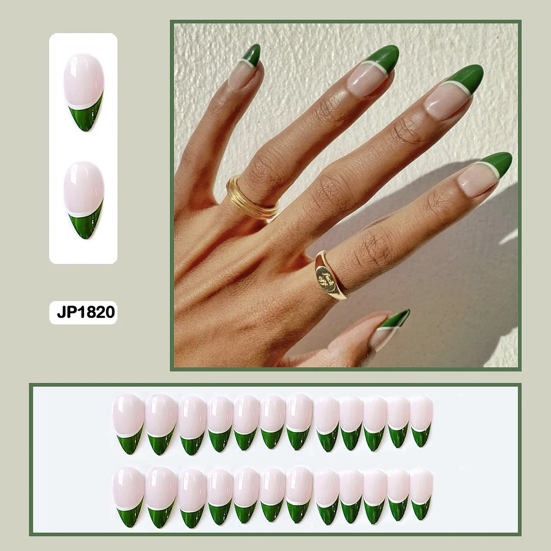 French Mordern stylish Elegant Gold Sliver Edge Line Wearable False Nails-Nail Inspo