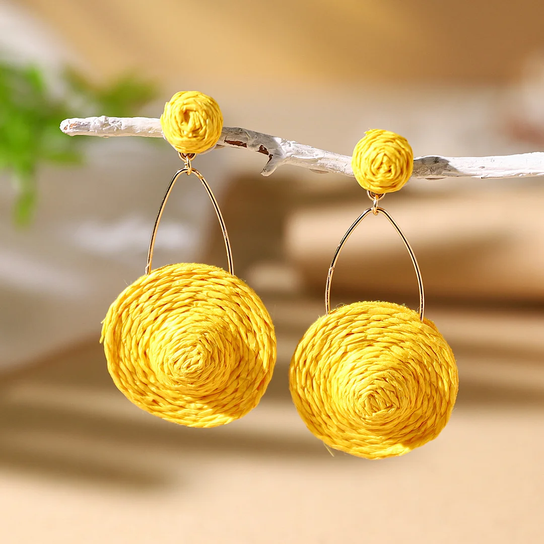 Women's Holiday Bohemian Style Raffia Hand-woven Earrings