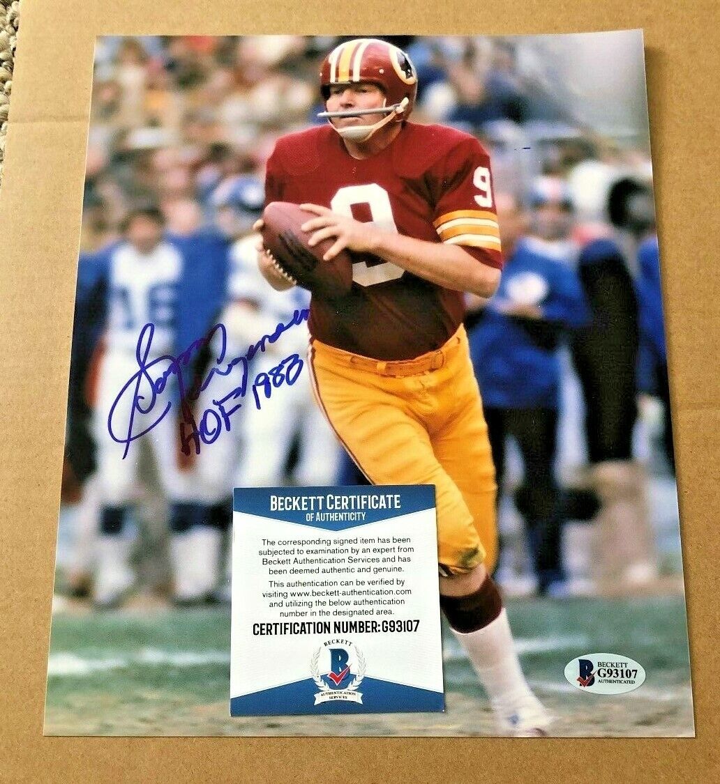 SONNY JURGENSEN SIGNED 8X10 WASHINGTON REDSKINS Photo Poster painting W/HOF83 BECKETT CERTIFIED