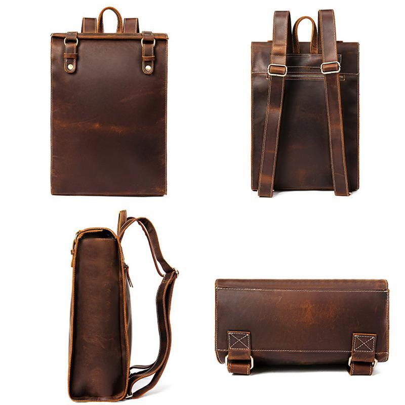 Retro Style Contrast Stitching Top-Handled Genuine Leather Antique Brass Hardware Satchels