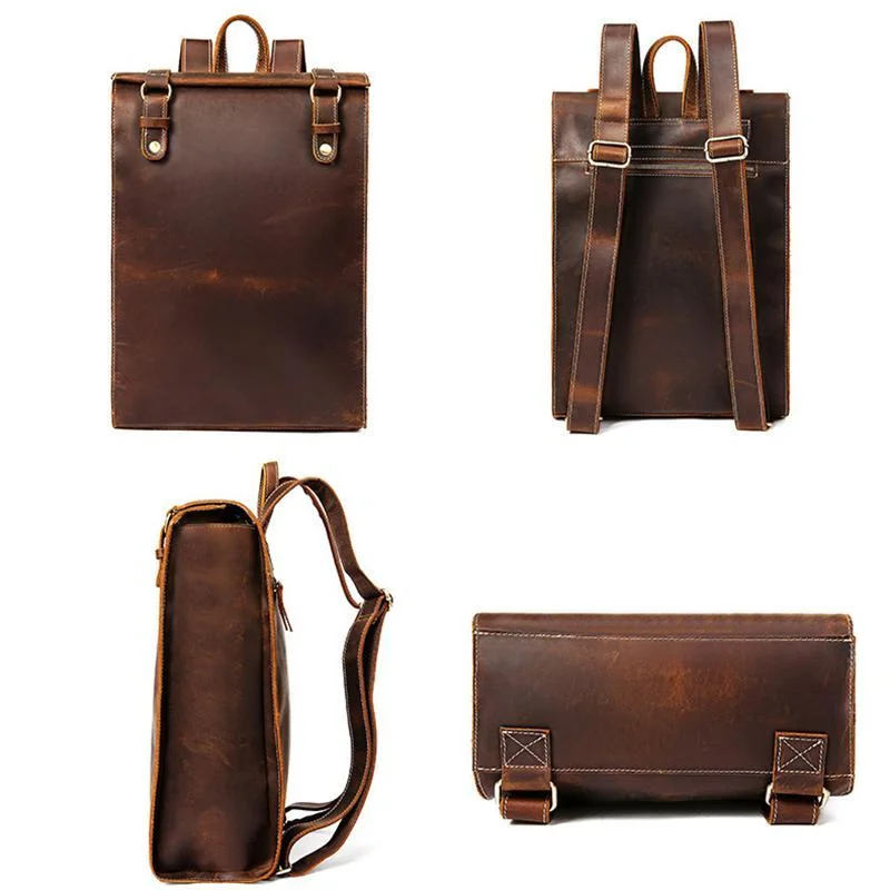 Retro Style Contrast Stitching Top-Handled Genuine Leather Antique Brass Hardware Satchels