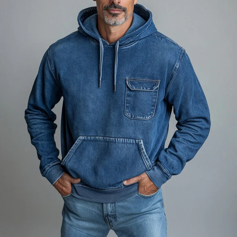 Vintage Blue Denim Blend Hoodie