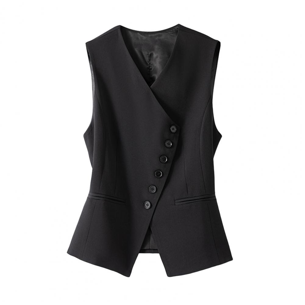 Spontenus Fashion Women's Vest Linen Sleeveless Suit Vest Coat for Women Autumn Korean Female Black White Suit Vest Top