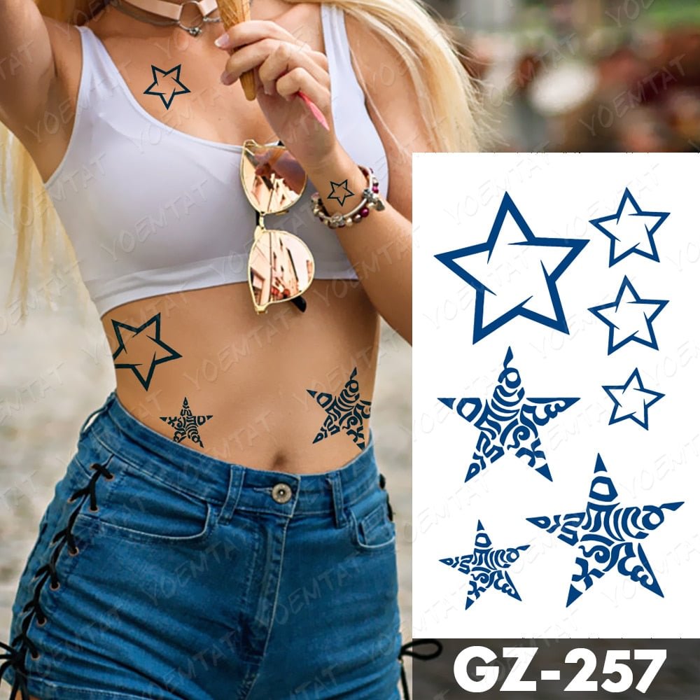 Juice Lasting Ink Tattoos Body Art Waterproof Temporary Tattoo Sticker Star Totem Tatoo Arm Fake Wings Angel Love Tatto Women