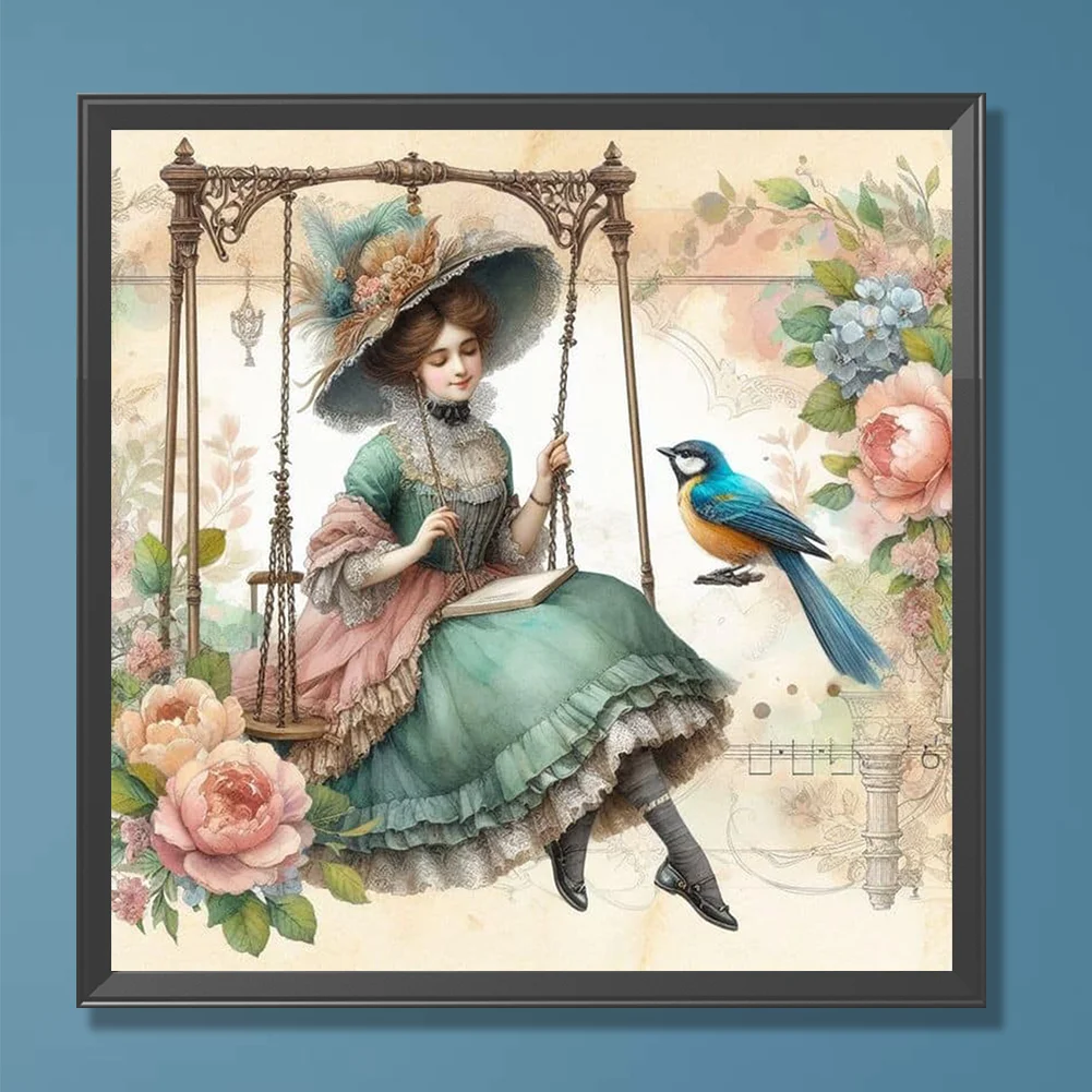 Diamond Painting - Full Round Drill - Swing Lady(Canvas|30*30cm)