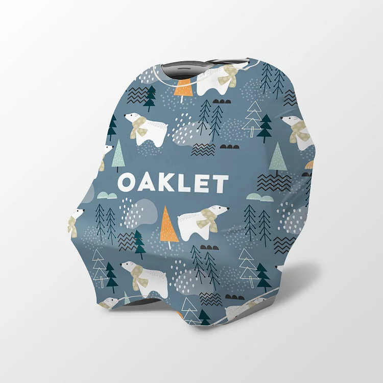 Personalized Snow Bear Baby Car Seat Canopy| Canopyl192