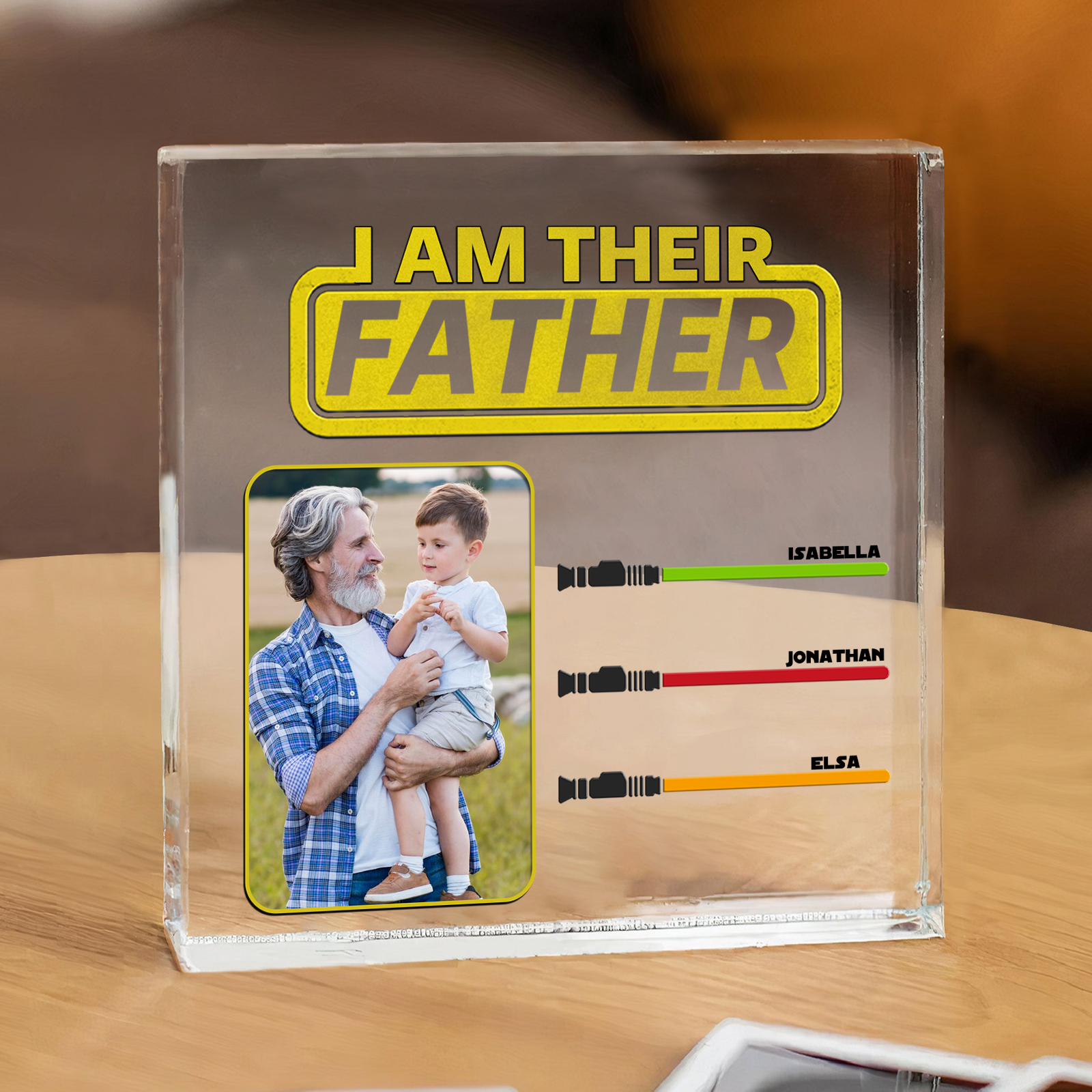 3 Names - Personalised Photo & Name Acrylic Square Keepsake Rectangle Plaque "I Am Their Father" Gifts for Dad-Jessemade AU