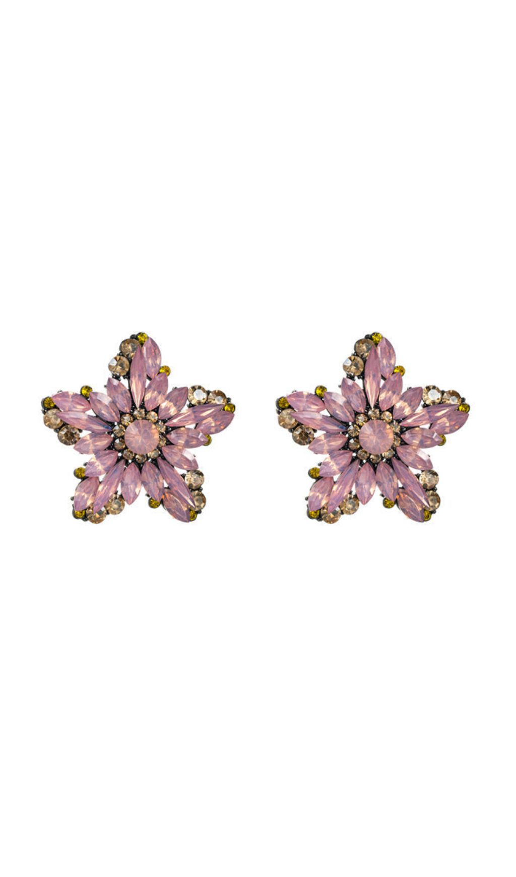 Anwar Flower Rhinestone Earrings Flowering Girl
