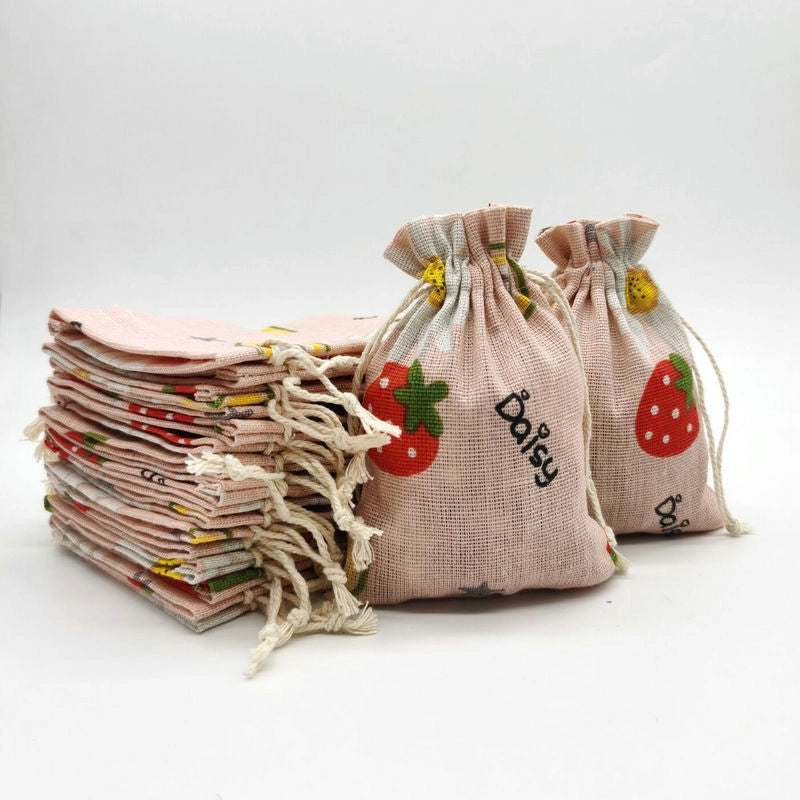 Printed Cotton Bag Cotton And Linen Drawstring Cloth Bag Mosquito Repellent Packaging Bag Jewelry Gift Storage Pastoral Style Small Bag