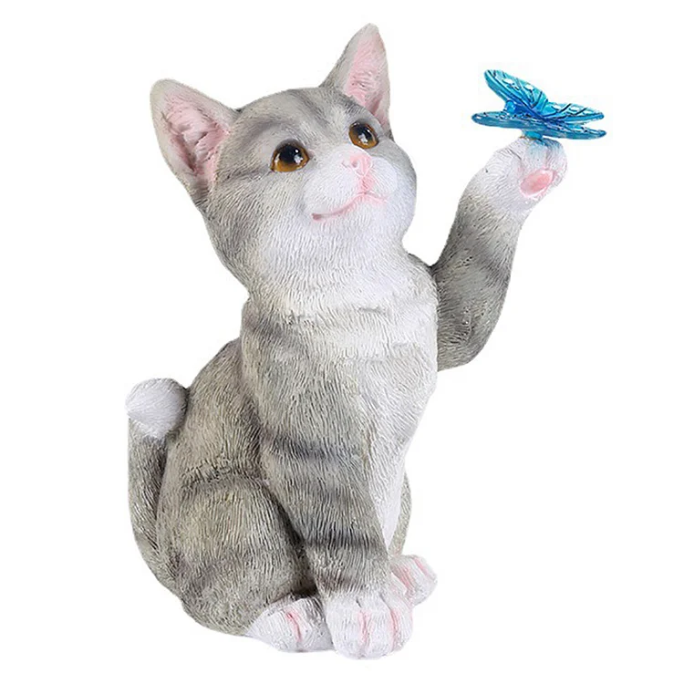 【Ornament】Home Decor Resin Ornaments-Cute Cat Solar Garden gbfke