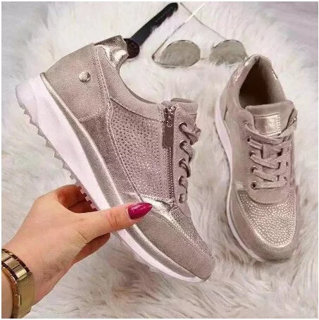 New Fashion Women's Sneakers Leopard Print Leather Thick Bottom Increased Sneakers Casual Comfortable Sports Shoes For Ladies