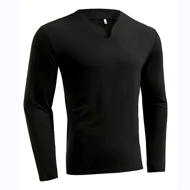 Uveng Uveng New Hot Fitness Plus-Size Sports T-Shirt Men's Elastic Comfortable Long-Sleeved Autumn V-Neck