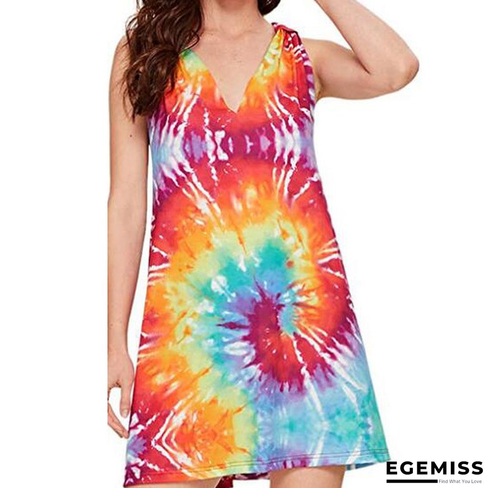 Dress Floral Print Sleeveless Round Neck Loose Dress for Women | EGEMISS