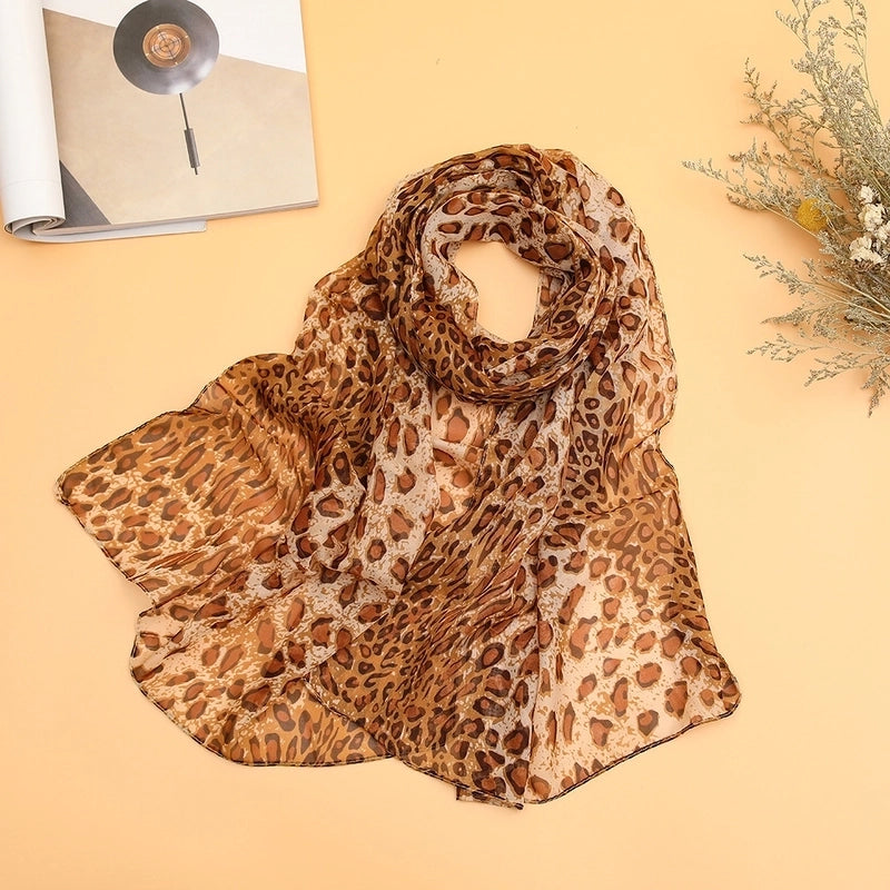 Sand Scarf Summer Small Scarf Dual-use Korean Style Small Scarf Classic Leopard Chiffon Scarf Women Thin Shawl