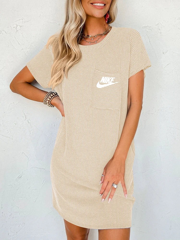 NIKE 2024 nové letní kontrastní barevné ležérní šaty s krátkým rukávem