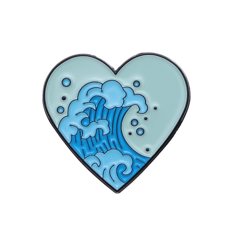 Cartoon Style Cute Sea Wave Heart Shape Skull Alloy Stoving Varnish Unisex Brooches