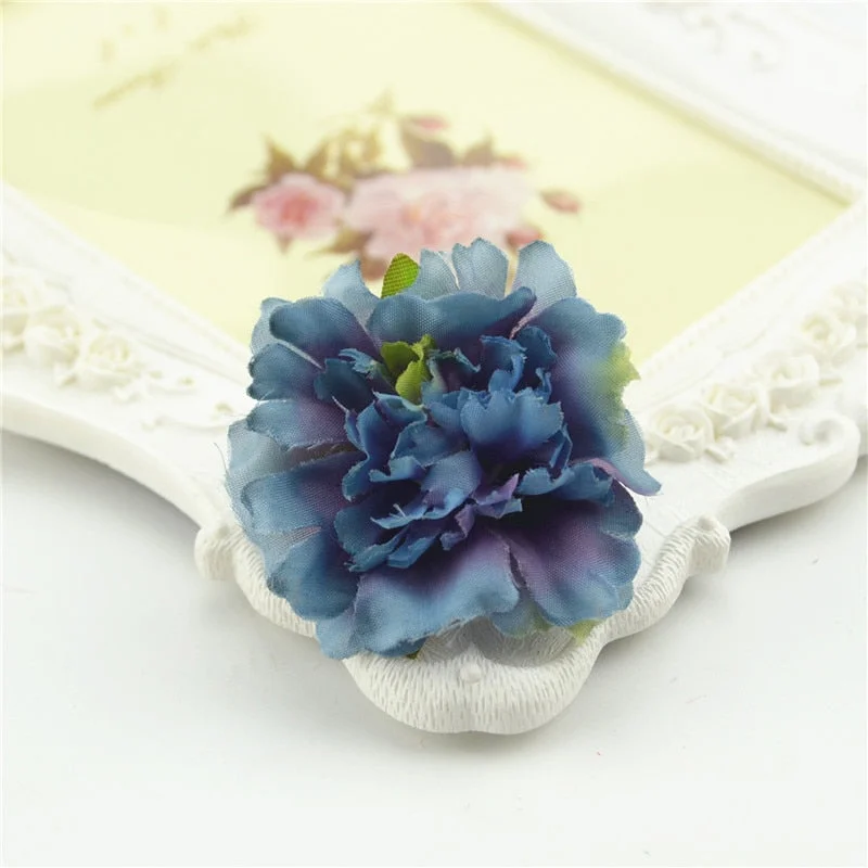 10pcs Cheap 4.5cm Mini Artificial Silk Flower Heads European Fall Vivid Peony For Wedding Home Decoration Chrismas Gift Crafts