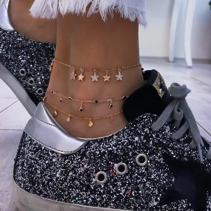 Women plus size clothing Five-pointed Star Tassel Disc Anklet Wholesale Cheap Jewelry-Nordswear
