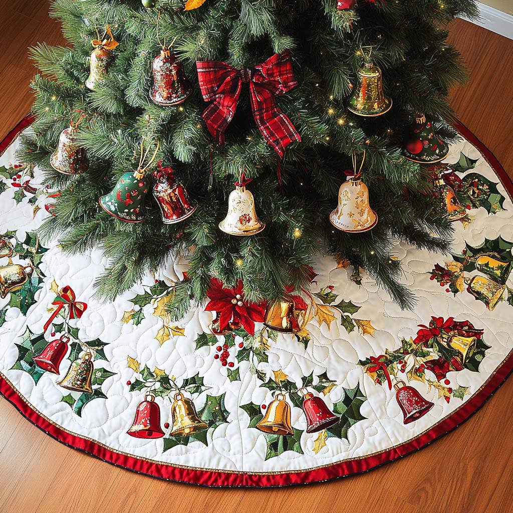 Holiday Harmony Christmas Quilted Tree Skirt NCU0NT2340