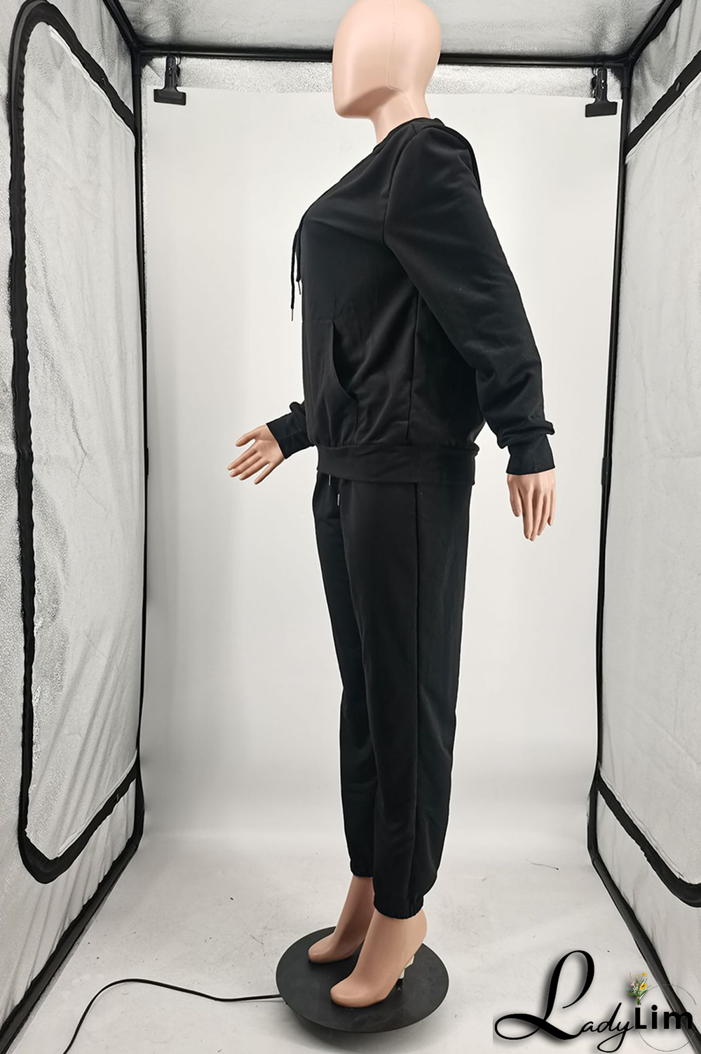 Blue Casual Solid Split Joint Hooded Collar Long Sleeve Two Pieces